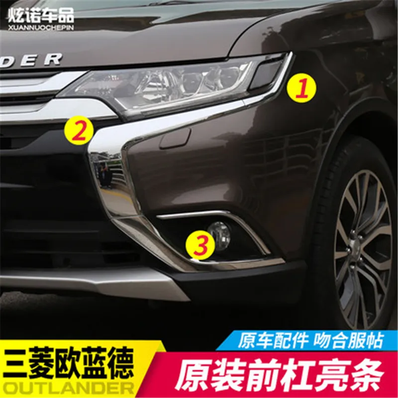 Для Mitsubishi Outlander- ABS Хром передний бампер бар Отделка Передняя решетка Вокруг отделка гоночные грили TrimCar Стайлинг