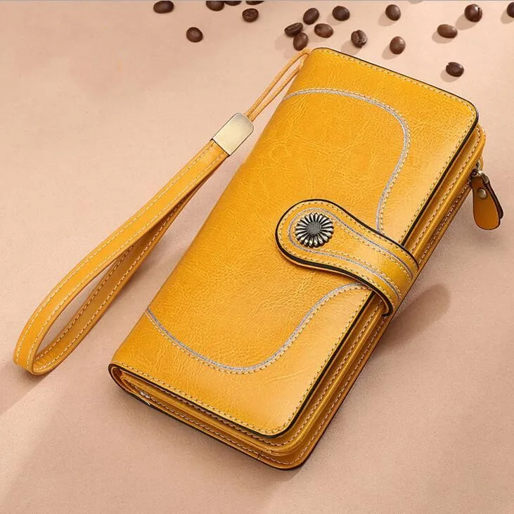 Yellow 1 Женский винтажный кошелек RFID с карманом для монет, Короткие Кошельки, маленький кошелек на молнии с держателями карт, женский кошелек - Цвет: Yellow 1