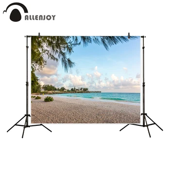 

Allenjoy backgrounds for photography studio beautiful tropical island beach blue water clean sand spring backdrop photocall