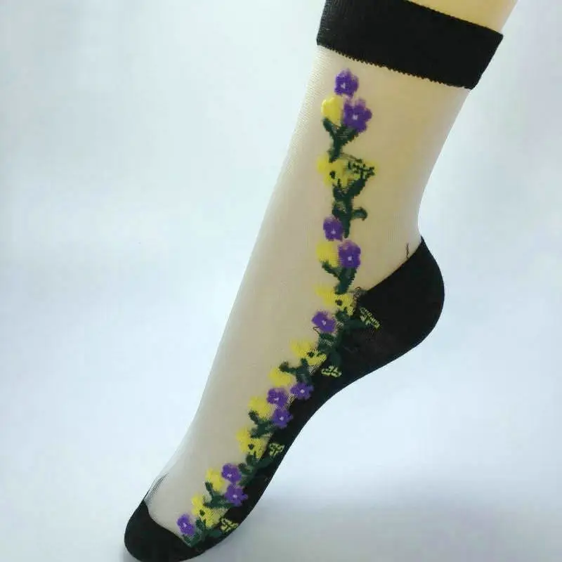 Womens-Short-Sock-Thin-Transparent-Crystal-Silk-lace-floral-Socks-Women-Lady-Girl-Summer-Black-Khaki (1)
