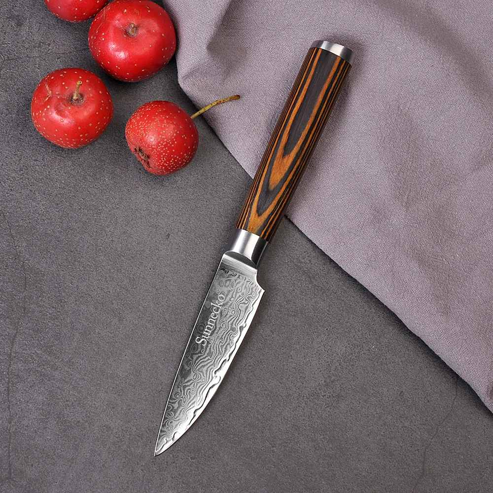 

SUNNECKO 3.5" inch Paring knife 73 Layers Damascus Steel Japanese VG10 Blade kitchen knives Pakka Wood Handle Fruit Cutter Tool