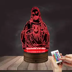1 шт иншалла 3D Оптические иллюзии Иисус Христос лампы 16 Цвет изменения акриловые волшебный пульт дистанционного управления освещением