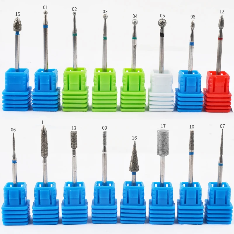 

17 Types Diamond Nail Art Drill Bit Rotary Round Burr Cuticle Clean Electric For Manicure Salon Tools Pedicure Mill Accessories