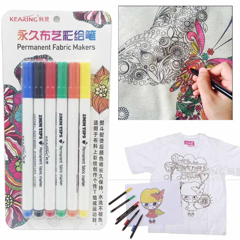 Buy 6 Color / Pack Kearing Permanent Fabric T Shirt