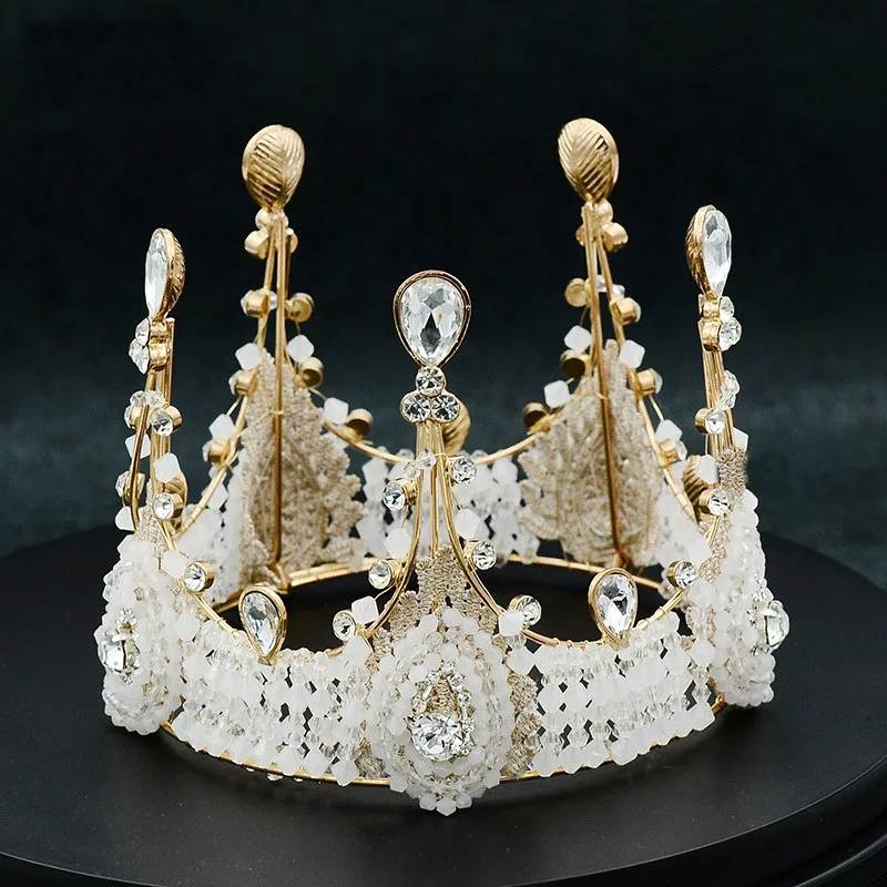 Роскошные женские Стразы в стиле барокко с бусинами, тиара и корона Noiva queen Diadem, свадебные украшения для волос, аксессуары