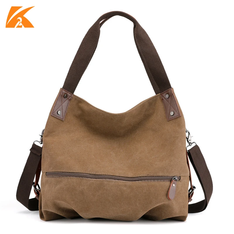 Ceny KVKY Vintage Canvas kobiety HnadBag torby na jedno ramię solidna damska torba Sac torby podróżne damskie torby Crossbody Bolsas