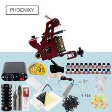 Набор для начинающих татуировок 20 цветов черный пигмент чернила блок питания, Иглы Насадки для тату Комплект Перманентный макияж комплект татуажных игл