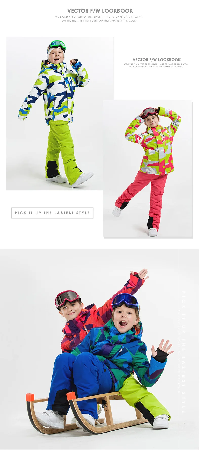 Girl Ski Suit Waterproof Windproof Hooded Jacket and Pant High Quality Kids' Winter Snow Girls Clothes Outdoor-20-30 Degree