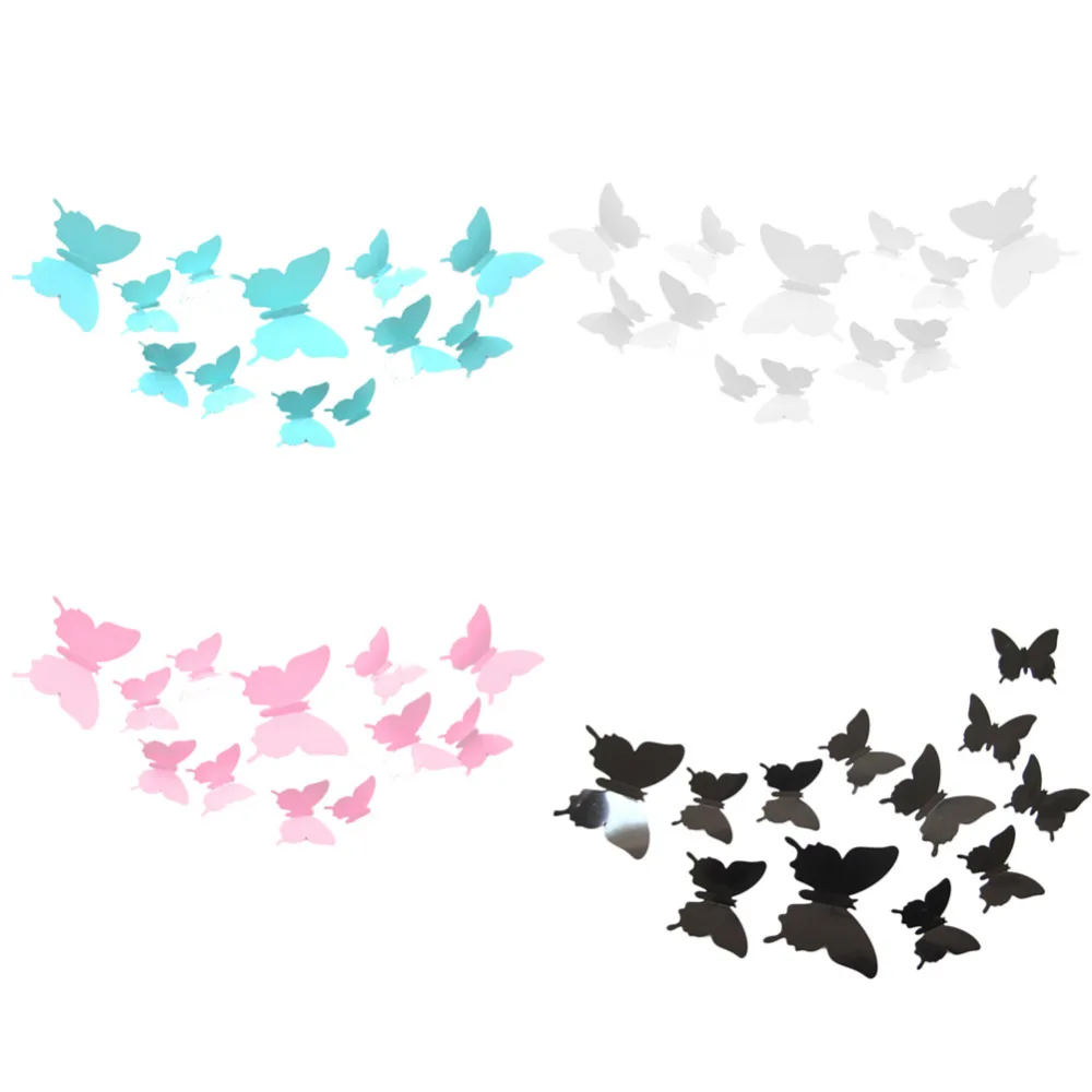 

12pcs/lot 3D Butterfly Wall Sticker Removable DIY PVC Wallpapers Wedding Party Festival Home Living Room Mural Art Decor