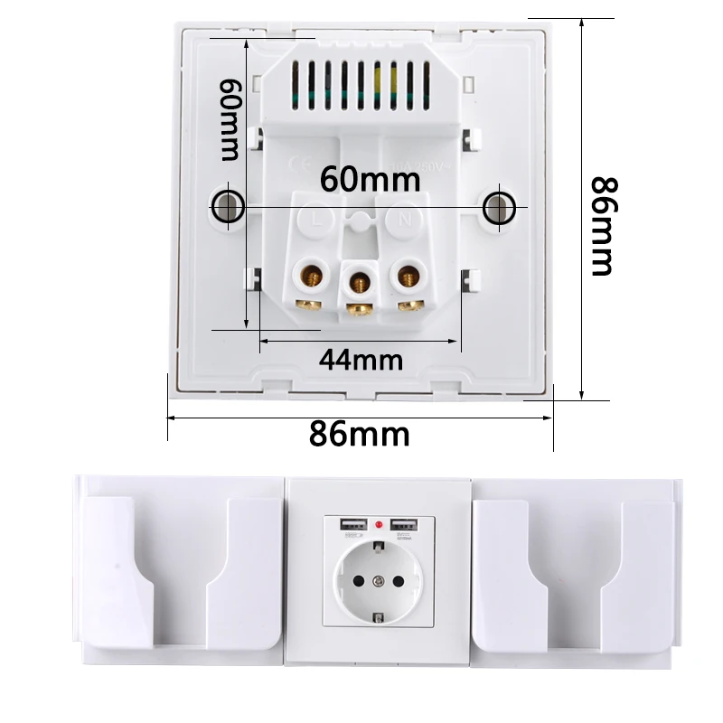 Jooc новая настенная розетка мощность 16А ЕС стандартная розетка с 5 В 2A двойной usb-порт для зарядки для мобильного телефона розетка панель