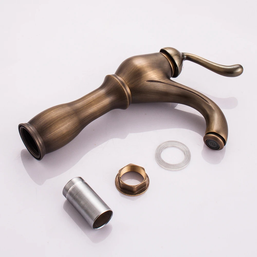 Bathroom Sink Faucet Antique Bronze Basin Faucet Water Tap Single Handle Cold and Hot Water Tap6