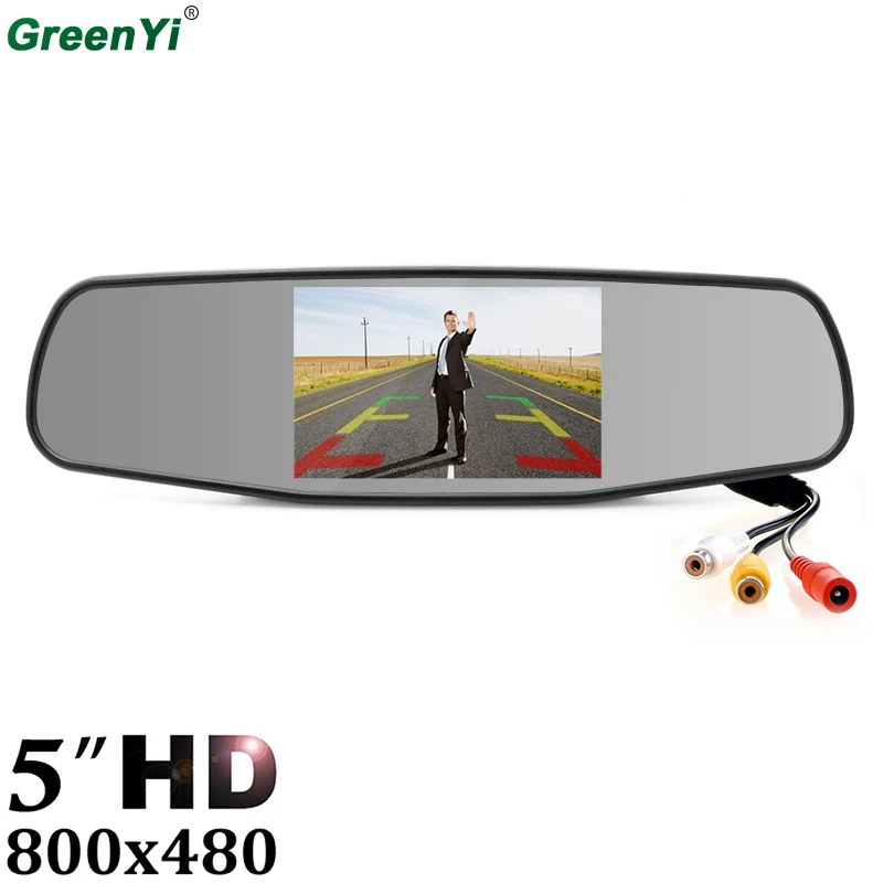

GreenYi 5" Inch 800*480 Digital TFT LCD Car Parking Monitor Rear View Mirror Monitor With 2 Video Input Connect Video Play