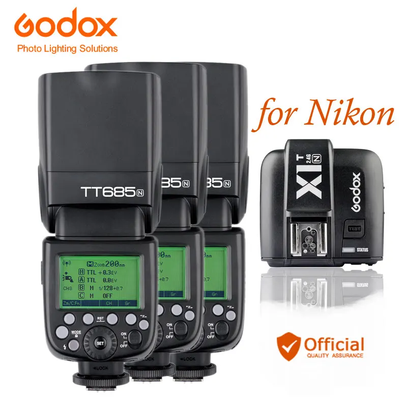 3 x Godox TT685N Speedlite Высокоскоростная синхронизация внешний TTL + X1TN триггер для Nikon Flash