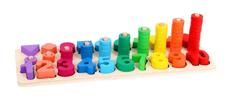 Материалы montessori Детские деревянные игрушки рассчитывать геометрическая форма соответствия познание цифровой раннего образования обучающая Математика игрушки