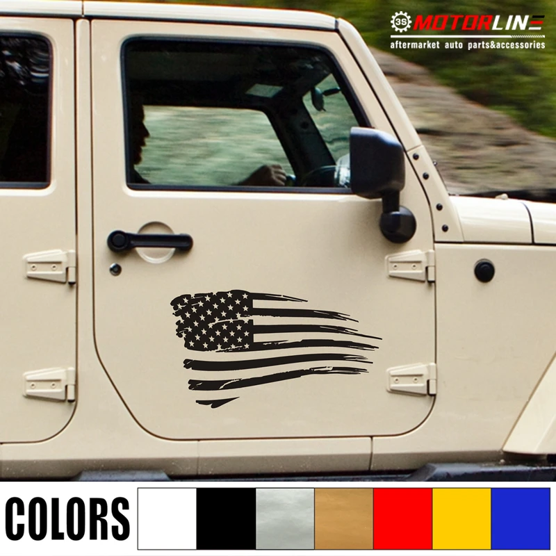 

USA American Flag Decal Sticker Car Vinyl pick size color no bkgrd distressed