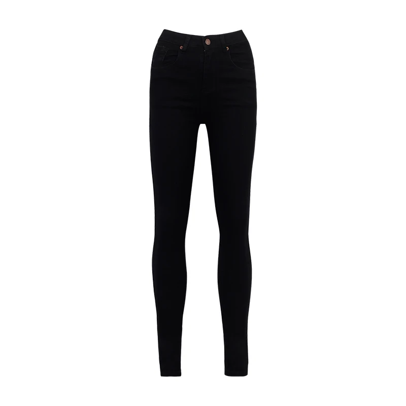 Yanueun, базовые джинсы, узкие брюки, винтажные узкие тянущиеся джинсы для женщин, женские вымытые синие джинсы с высокой талией, обтягивающие джинсы - Цвет: Black