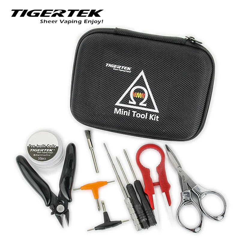 Оригинальный TigerTek мини-набор инструментов электронных сигарет Vape инструмент, сумка для переноски Пинцет катушки джиг DIY катушки набор