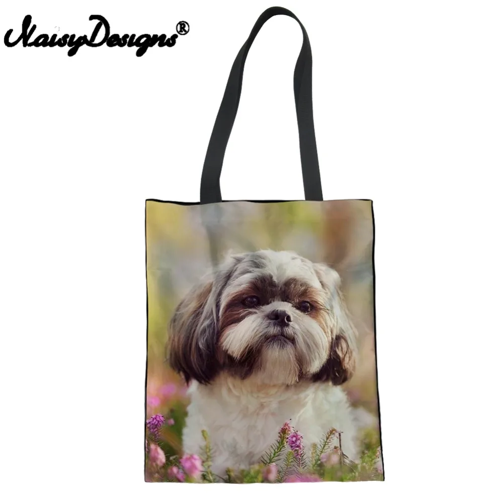 Бесшумная дизайнерская женская сумка для покупок Shih Tzu Dog с принтом, женская сумка-тоут, сумочка для покупок, женская сумка через плечо, Kawaii, школьные сумки для детей