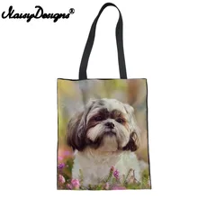 Бесшумная дизайнерская женская сумка для покупок Shih Tzu Dog с принтом, женская сумка-тоут, сумочка для покупок, женская сумка через плечо, Kawaii, школьные сумки для детей