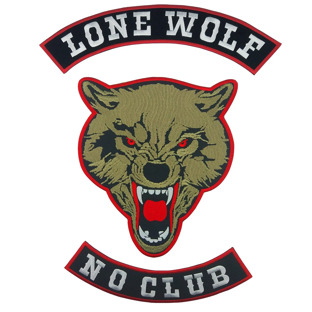 Buy Animal Embroidered Patch 3D Lone Wolf Stickers For