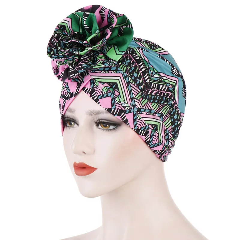 Мусульманская женская хлопковая с цветочным принтом тюрбан шляпа Головной убор Рак шапочка при химиотерапии Головные Уборы Бандана аксессуары для волос