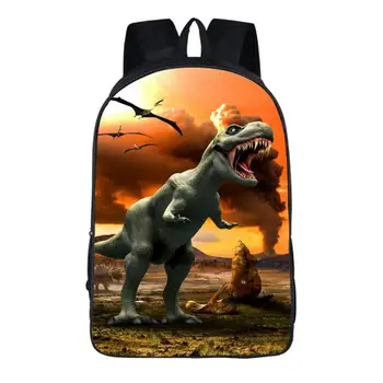 

Fantastic Dinosaur Print Backpack For Teenage Boys School Bags For Teenagers 16 Inch Canvas Backpacks Bookbags Mochila Feminina