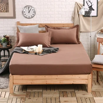 

1pcs 100%Cotton Solid Fitted Sheet Mattress Cover Four Corners With Elastic Band Bed Sheet66