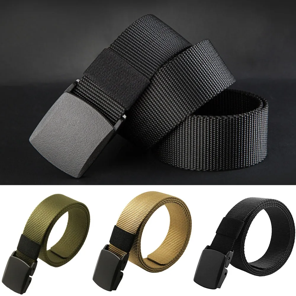 Fashion Men Canvas Belt Hypoallergenic Metal Plastic Automatic Buckle