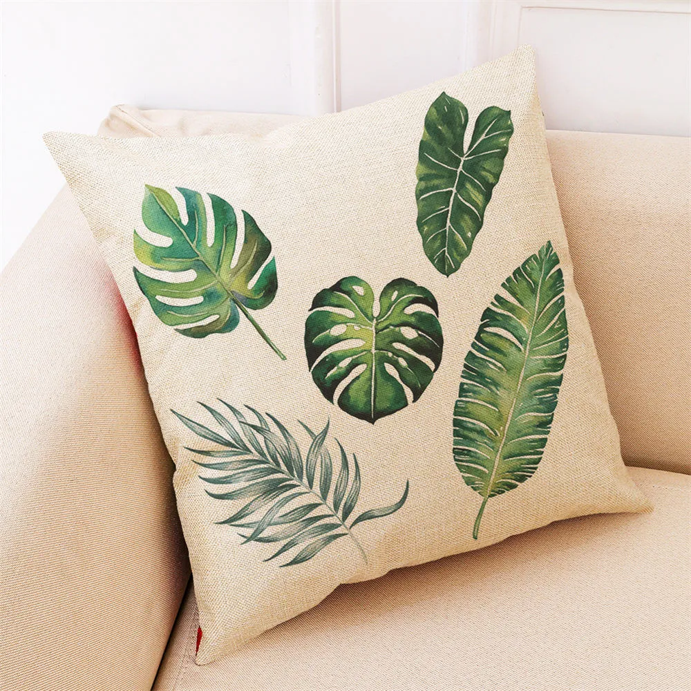

Home Decor travesseiro cojines Cushion Cover Big Leaf Tropical Plants Throw Pillowcase Pillow Covers pillow cojines