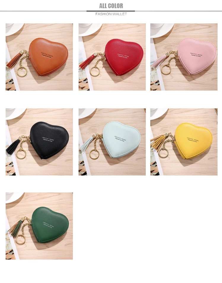 Женский кошелек, Корейская версия, модный, персональный, милый, в форме сердца, сумка для монет, кольцо для ключей, Дамский маленький кошелек