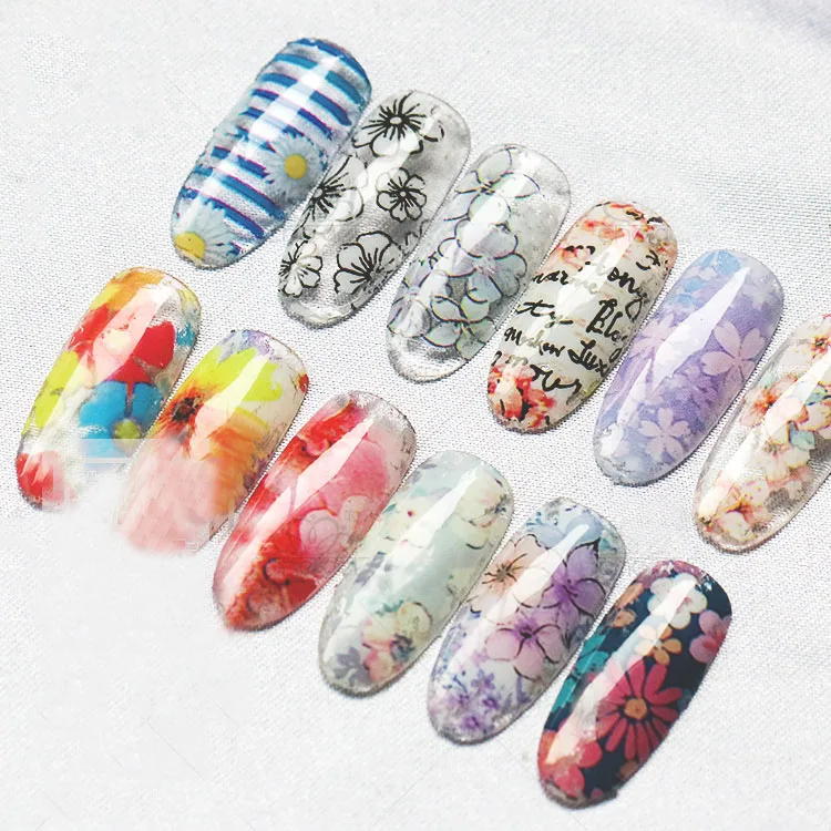 

1 Sheet4*70CM Flowers Shell Abalone 3D Pattern Nail Foils Gradient Marble Design Foils Nail Art Thermal Transfer Foil