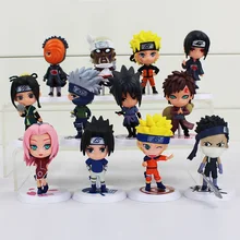 12 unids/lote Japón saltar Naruto figura de acción Kakashi Sakura Sasuke Itachi Obito Gaara de PVC juguetes muñeca modelo 3''7cm