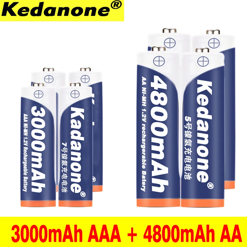 4~ 40 шт AAA 3000mAh+ AA 4800mAh 1,2 v Ni-MH аккумуляторная батарея Фонарь для игрушек микрофон камеры и т. Д