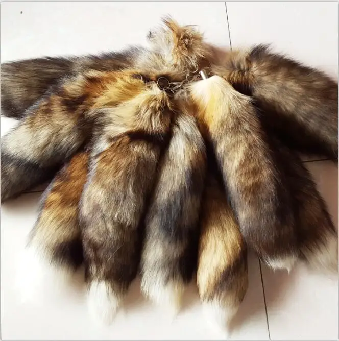 

hot sale Sun Fox tail key chain bag pendant fun tail keyring jewelry dance props fur 40cm car key chain