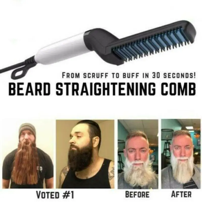 

Hair Curling Iron Men's All In One Ceramic Hair Styling Iron Comb Beard Straightener Curler Set Quick Hair Styler for Men