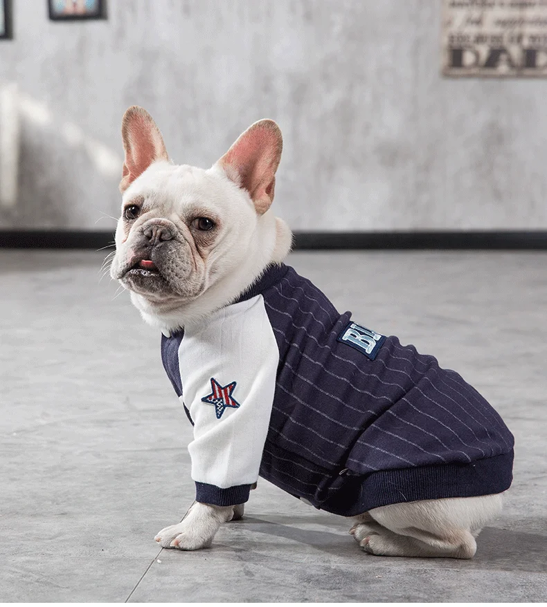 Fathin хлопковая одежда с принтом в виде собак куртка Бейсбол Костюмы для домашних питомцев, маленьких и больших собак Французский костюм для бульдога S-XXXL