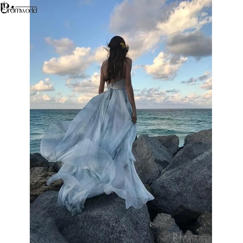 Дизайн, сказочные длинные платья для выпускного вечера, шифоновые пляжные вечерние платья Maxys vestidos de gala, простое длинное платье для выпускного вечера