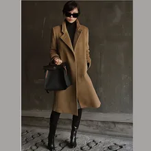 Savbien, женское длинное пальто, одноцветное, с длинным рукавом, воротник-стойка, с карманом, на одной пуговице, винтажное, элегантное, зимнее пальто, куртки в стиле Харадзюку