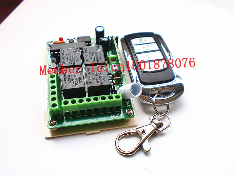 

Free Shipping 12V 4CH 10A wireless remote control switch with RF transmitter garage door / window / lamp controller