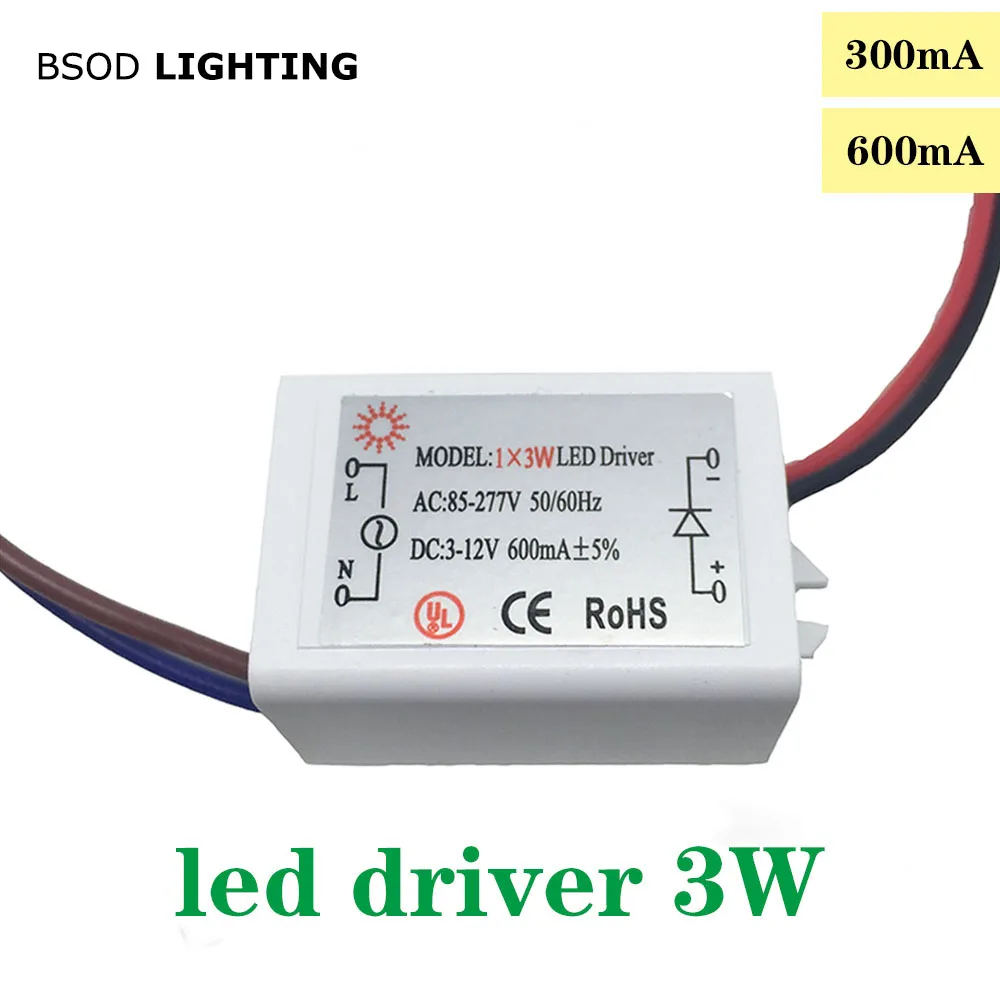 Veranderlijk jeans horizon BSOD Led Driver 12V 3W 300mA 600mA Transformer InputAC85 277V Output DC3 12V  Power Supply Constant Current Adapter for Ceilling|Lighting Transformers| -  AliExpress