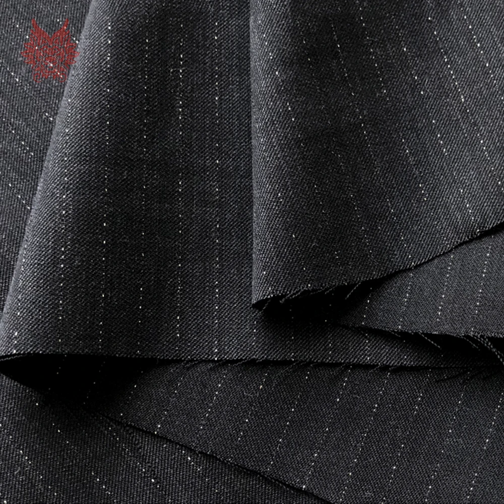

Luxury metallic striped black 100%wool fabric apparel for winter coat woolen tissu cloth tecidos telas stoffen for sewing SP5676