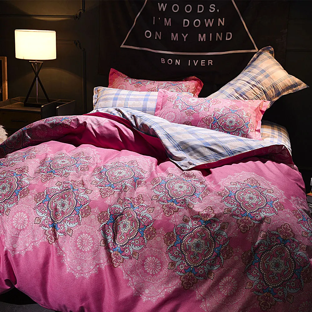 

Duvet Quilt Cover Bed pillow mattress Cover For Comforter Bedding Sets King Size Family Adults Children cotton satin