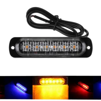 

1pc 12-24V 6 LED Slim Flash Light Bar Auto Car Vehicle Light-emitting Diode Emergency Warning Strobe Lamp for Truck Motorcycle