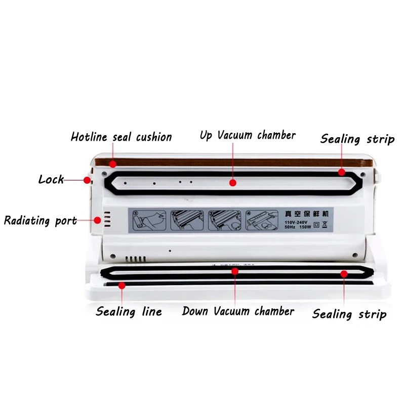 Многофункциональный вакуумный упаковщик машина 220 В для упаковки пищевых заставки упаковочный мешок уплотнительная бытовой включены 10 шт