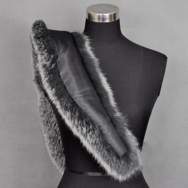 Зима натуральный Лисий мех воротник меховой шарф 80 см-100 см пальто с лисьим воротником шейный шарф воротник