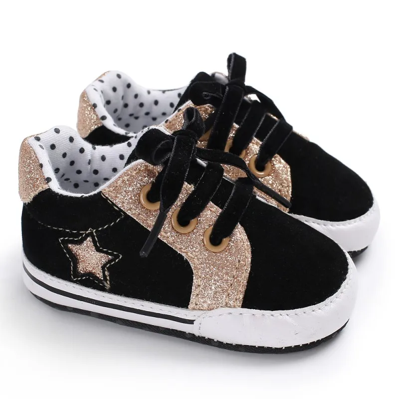 

Hot Baby Boys Girls Stitching Shoes Stars Love Heart Print Soft Sole Anti-slip Shoes Sneakers For Children Casual Shoes