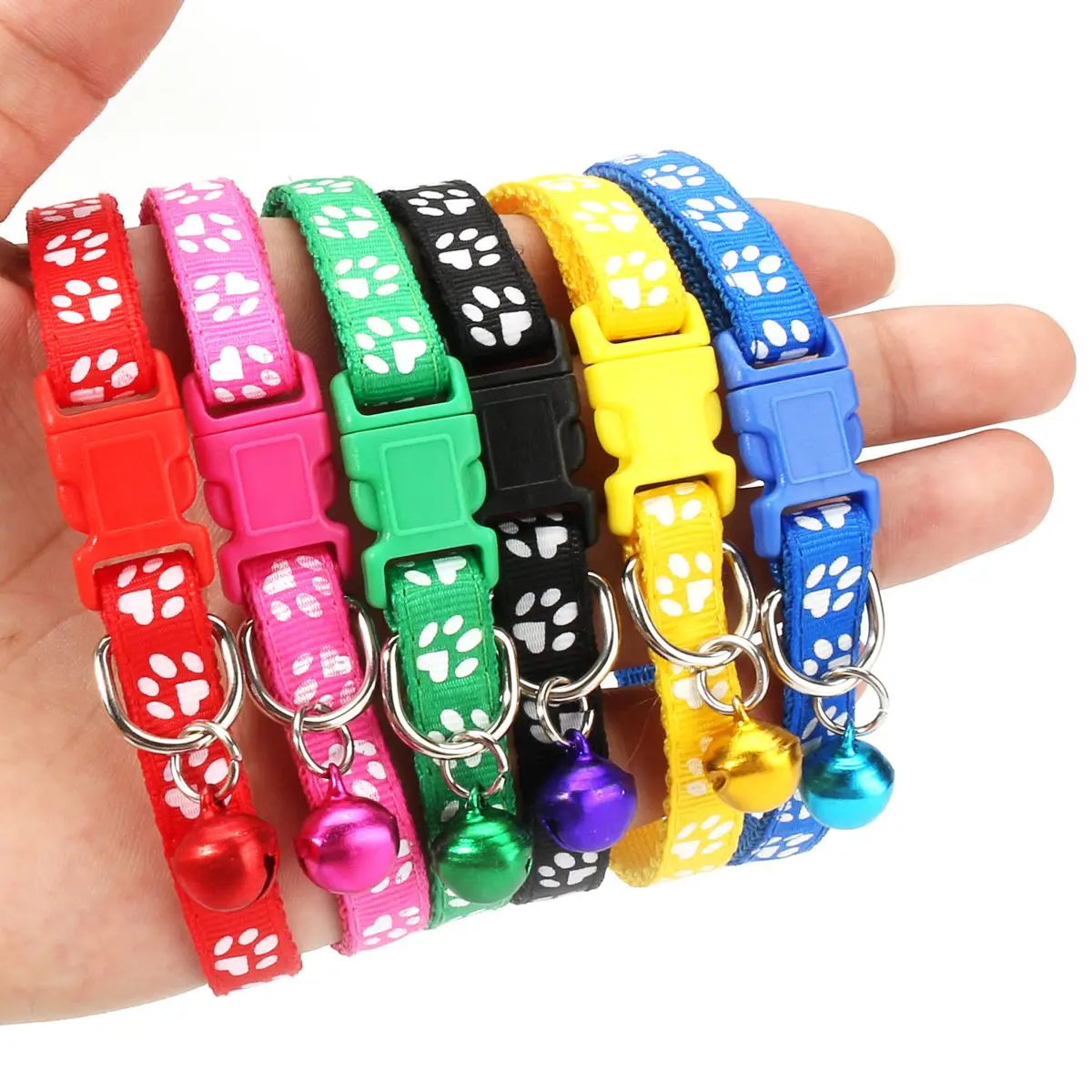 

12Pcs/lot Pet Dog Collar with Bell Adjustable 19-32cm Reflective Nylon Dog Collar Durable Heavy For All Breed All Weather