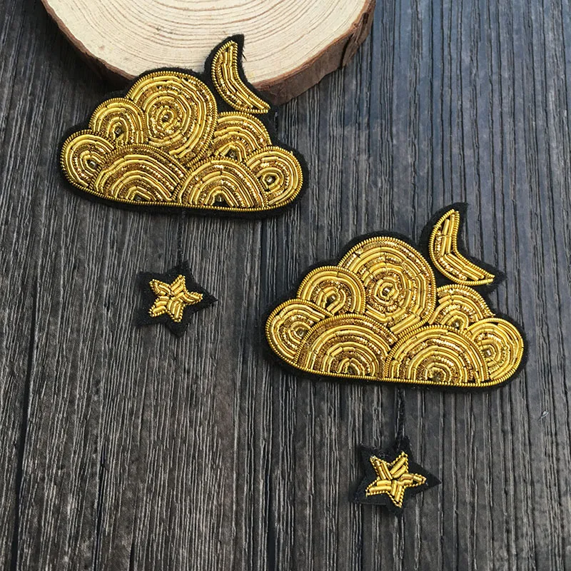 

High quality brooch fashion checking embroidery Clouds of stars the pattern Indian silk copper wire