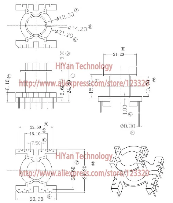 5 компл./лот PQ2625 PC40 ферритовый магнитный сердечник и 6pins+ 6pins, верхний вход Пластик бобины по индивидуальному заказу Напряжение трансформатор