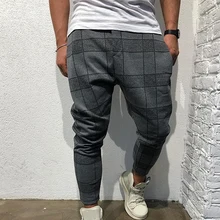 Клетчатые брюки карго повседневные свободные брюки карандаш для мужчин шаровары, штаны для бега спортивные штаны хип хоп мужские уличные тонкие брюки плюс размер